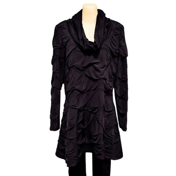 Soft Works Dresses & Skirts - Soft‎ Works Long Sleeve Textured Dress with Cowl Neck, Black, Sz SP